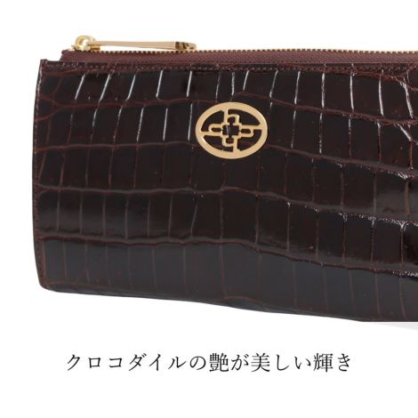 美品✴︎濱野皮革工藝 クロコダイル長財布 クロコダイル フィオーレ ロングウォレットL字型ファスナー 長
