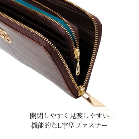クロコダイル フィオーレ ロングウォレットL字型ファスナー 長