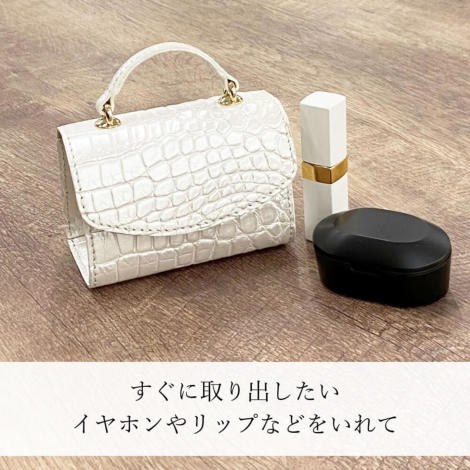 新品未使用　五嶋紐 バッグ　ゴールド系網目模様ハンドバッグ 各商品限定1点限り】セラフィーナクロコショルダーバッグ【濱野皮革